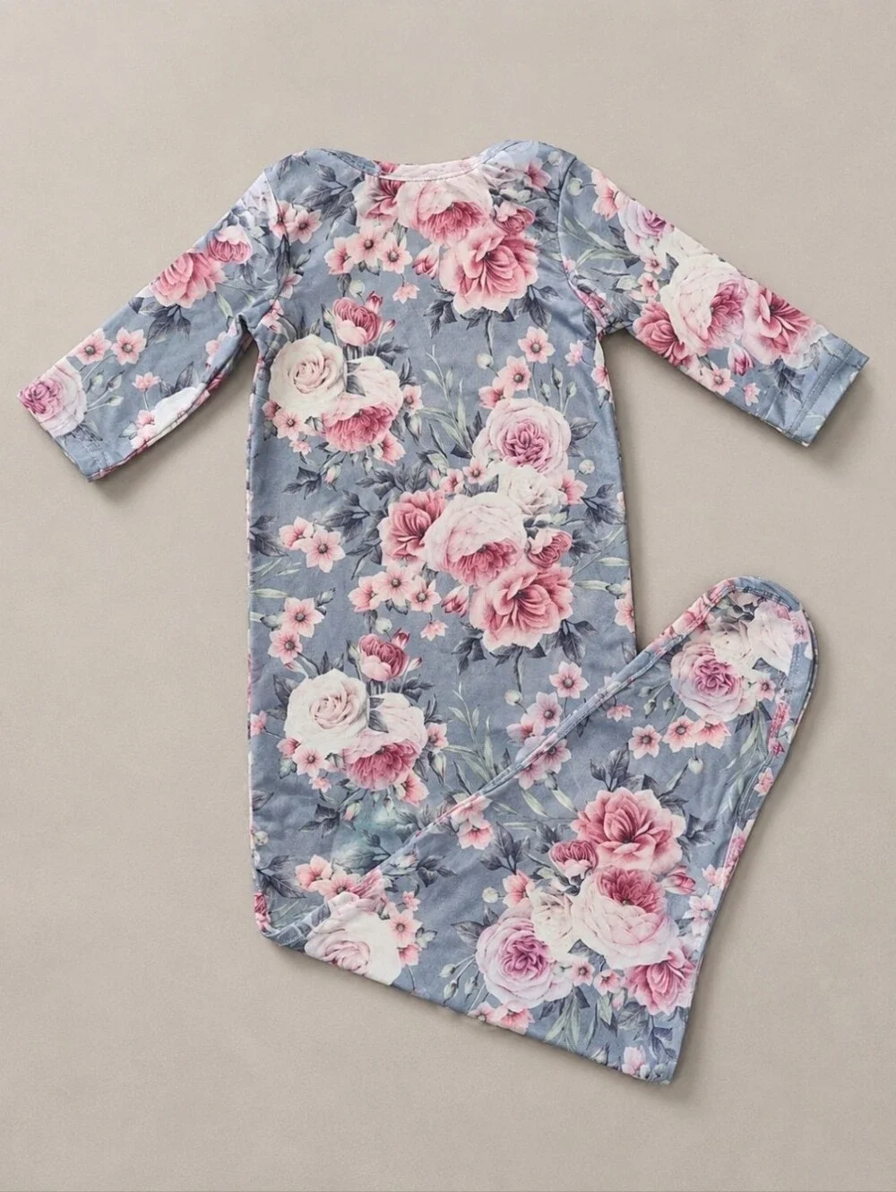 Bailey's Blossoms NWT 0-3M Floral Knotted Newborn Gown Rose Baby Girl